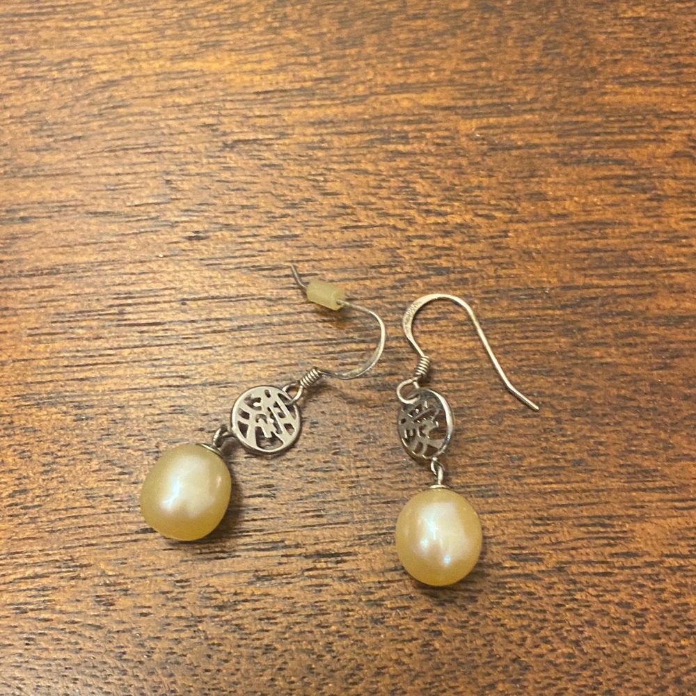 Asian Pink Pearl Drop Earrings